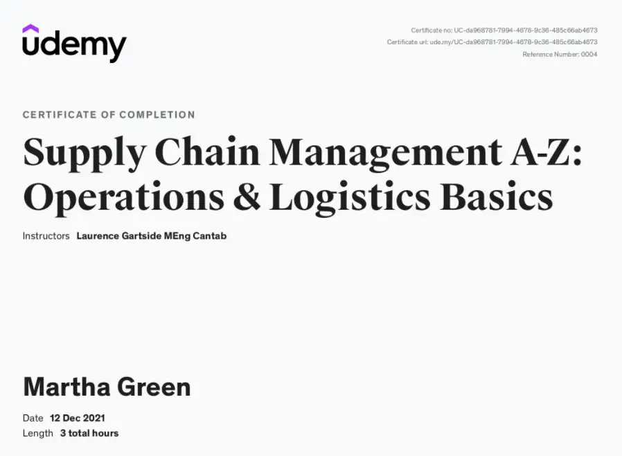 Supply Chain Management Certificate